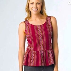 Prana Burgundy and Pink Striped Tank Top